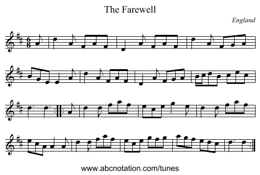 Farewell, The - staff notation