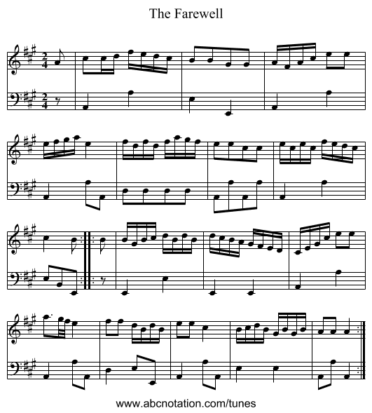 Farewell, The - staff notation