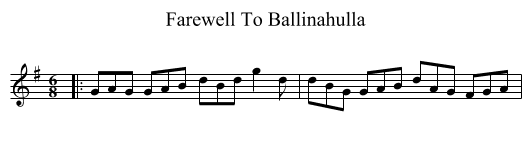 Farewell To Ballinahulla - staff notation