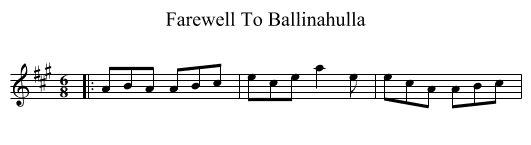Farewell To Ballinahulla - staff notation
