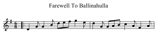 Farewell To Ballinahulla - staff notation