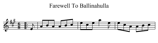 Farewell To Ballinahulla - staff notation