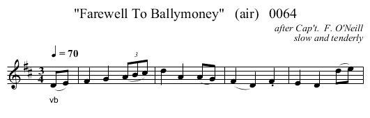 Farewell To Ballymoney   (air)   0064 - staff notation