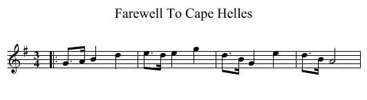 Farewell To Cape Helles - staff notation