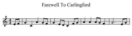 Farewell To Carlingford - staff notation