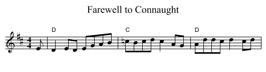 Farewell to Connaught - staff notation