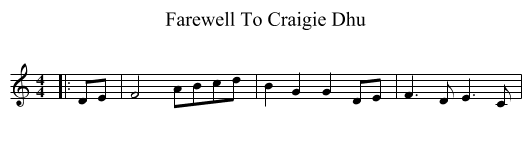 Farewell To Craigie Dhu - staff notation