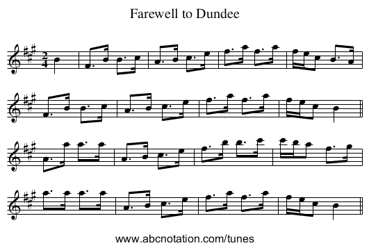 Farewell to Dundee - staff notation