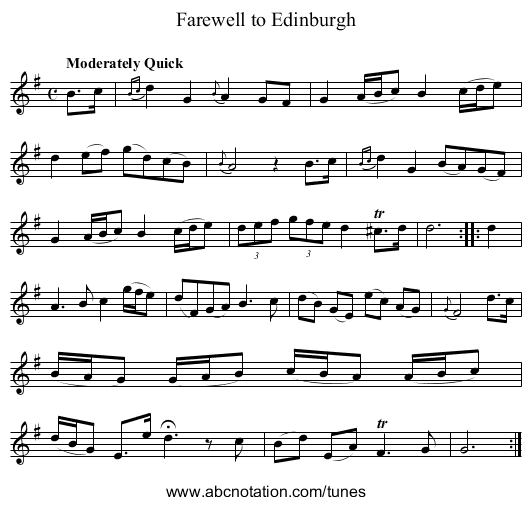 Farewell to Edinburgh - staff notation