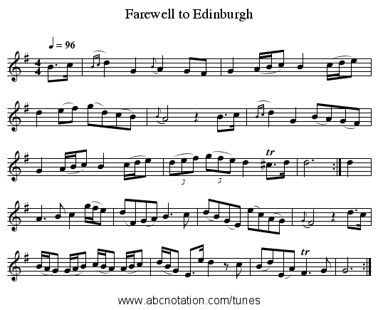 Farewell to Edinburgh - staff notation