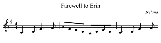 Farewell to Erin - staff notation