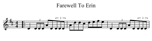 Farewell To Erin - staff notation