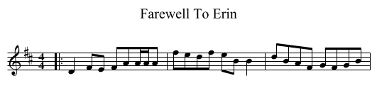 Farewell To Erin - staff notation
