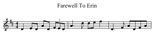 Farewell To Erin - staff notation