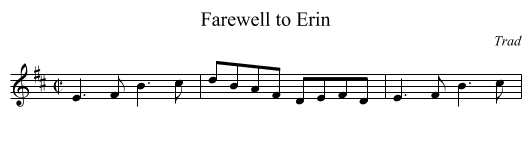 Farewell to Erin - staff notation