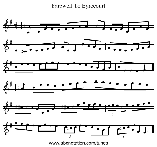 Farewell To Eyrecourt - staff notation