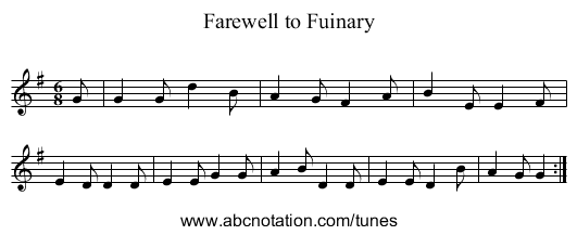 Farewell to Fuinary - staff notation