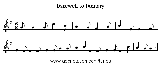 Farewell to Fuinary - staff notation
