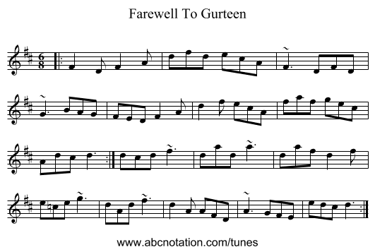 Farewell To Gurteen - staff notation