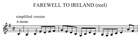 FAREWELL TO IRELAND (reel) - staff notation