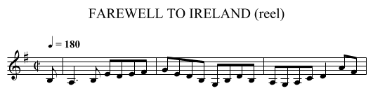 FAREWELL TO IRELAND (reel) - staff notation