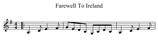 Farewell To Ireland - staff notation