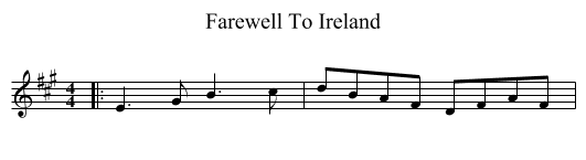 Farewell To Ireland - staff notation