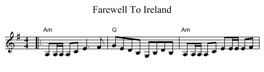 Farewell To Ireland - staff notation