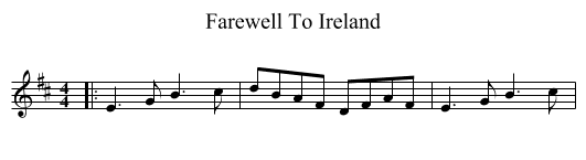 Farewell To Ireland - staff notation