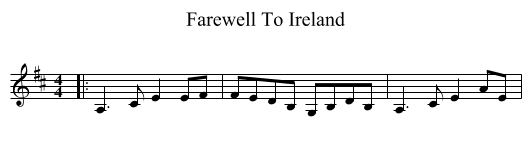 Farewell To Ireland - staff notation
