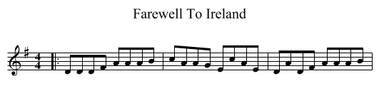 Farewell To Ireland - staff notation