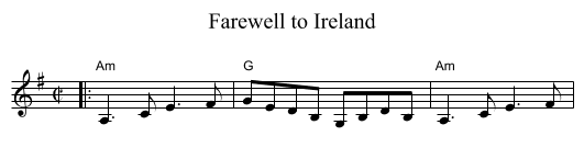 Farewell to Ireland - staff notation
