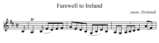 Farewell to Ireland - staff notation