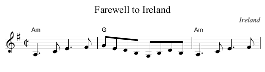 Farewell to Ireland - staff notation