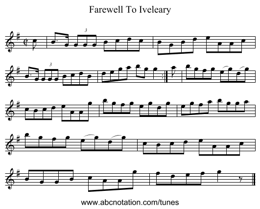 Farewell To Iveleary - staff notation