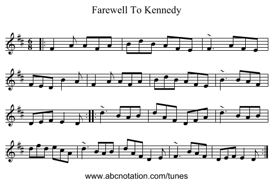 Farewell To Kennedy - staff notation