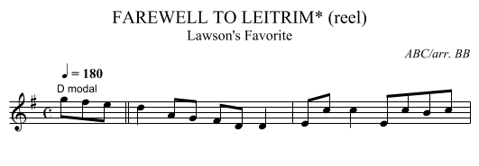 FAREWELL TO LEITRIM* (reel) - staff notation