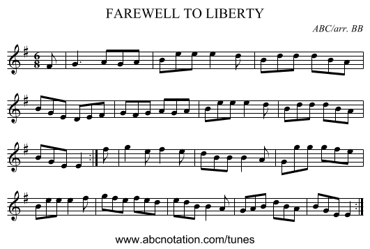 FAREWELL TO LIBERTY - staff notation