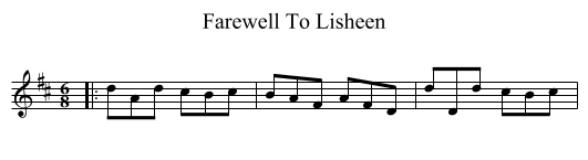 Farewell To Lisheen - staff notation