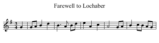 Farewell to Lochaber - staff notation