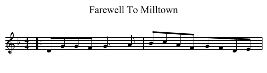 Farewell To Milltown - staff notation