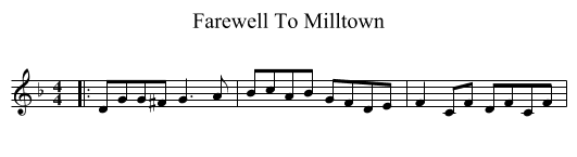 Farewell To Milltown - staff notation