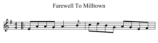 Farewell To Milltown - staff notation