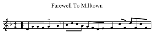 Farewell To Milltown - staff notation