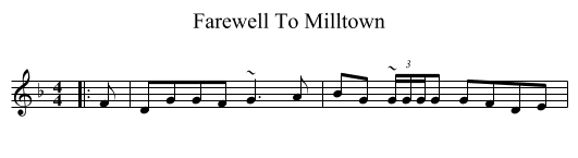 Farewell To Milltown - staff notation