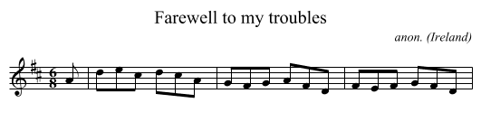 Farewell to my troubles - staff notation