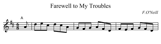 Farewell to My Troubles - staff notation