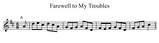 Farewell to My Troubles - staff notation