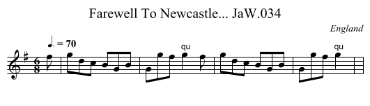 Farewell To Newcastle... JaW.034 - staff notation