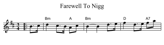 Farewell To Nigg - staff notation